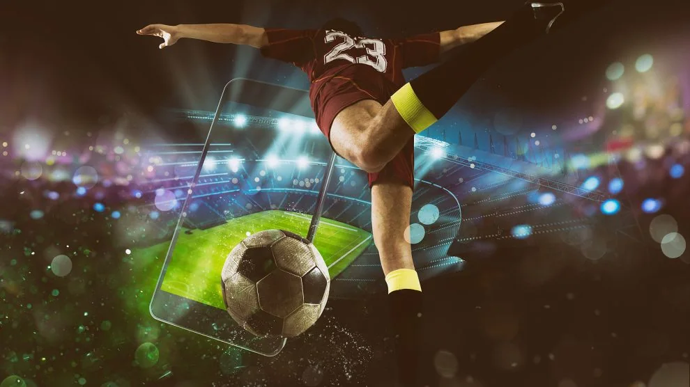 Aksi olahraga yang menggambarkan pertandingan kompetitif di B8VIP